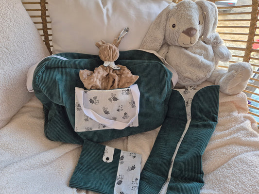 Lot sac à langer carnet de santé matelas nomade et doudou plat lapin