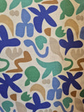 COTON IMPRIME FLEUR COEUR BLEU VERT